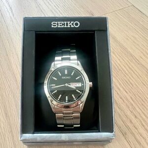 Seiko Black Dial Silver Watch